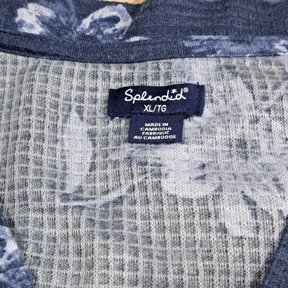 Splendid 2 Piece Pajama Set Blue Floral Top And Pant Size XL Waffle Knit NWOT - Picture 5 of 13